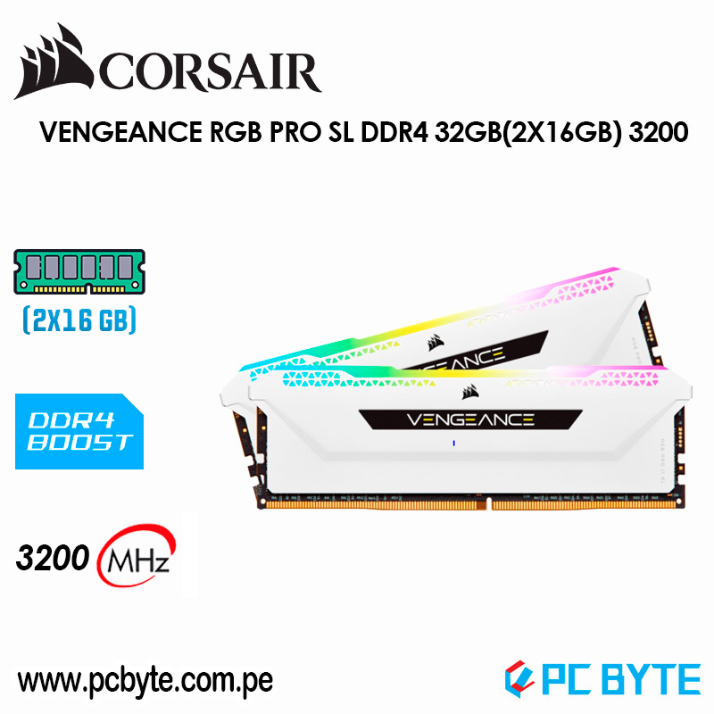 MEMORIA CORSAIR VENGEANCE RGB PRO SL DDR4 32GB(2X16GB) 3200