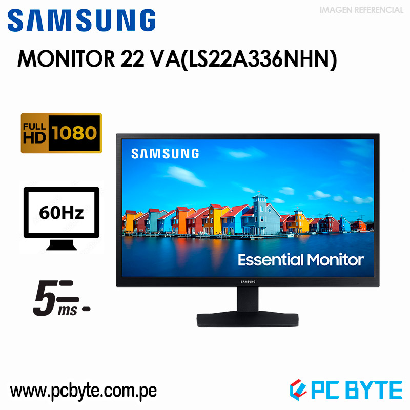 Monitor Samsung LED 22 Pulgadas LS22A336NHLXPE VA 60Hz FHD HDMI VGA -  Promart