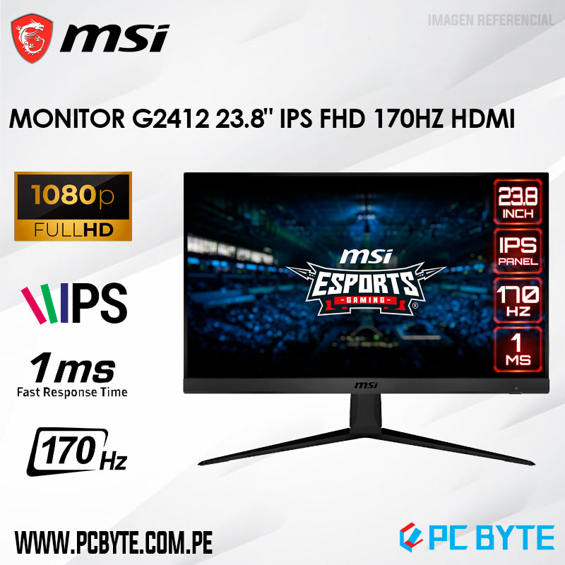 MONITOR MSI G2412 23.8 IPS FHD 170HZ HDMI DISPLAYPORT – Venta de  computadoras envio a domicilio