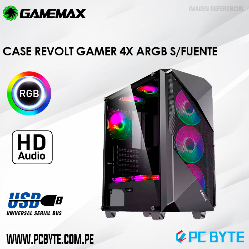 CASE GAMER GAMEMAX REVOLT, VIDRIO TEMPLADO, FAN RGB