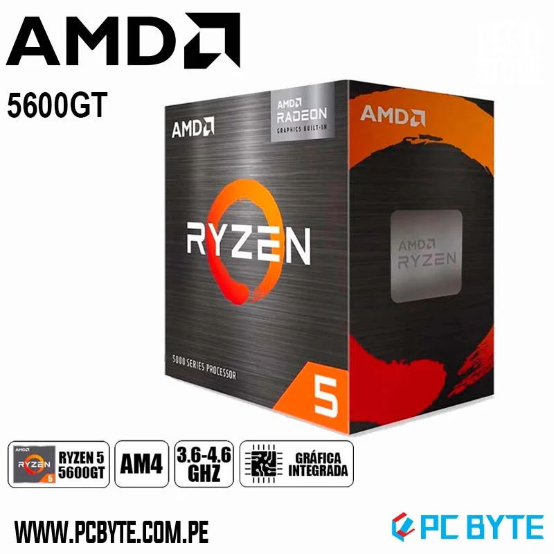 PROCESADOR AMD RYZEN 5 5600GT 3.60 / 4.60 GHZ 16MB L3 6 CORE, AM4