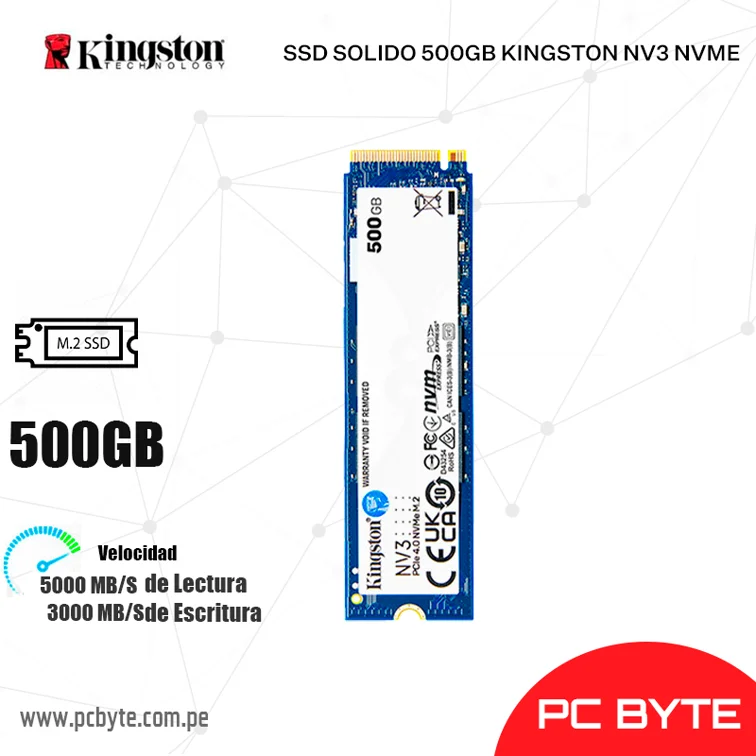 SSD SOLIDO 500GB KINGSTON NV3 NVME PCIE GEN 4.0 (SNV3S/500G)