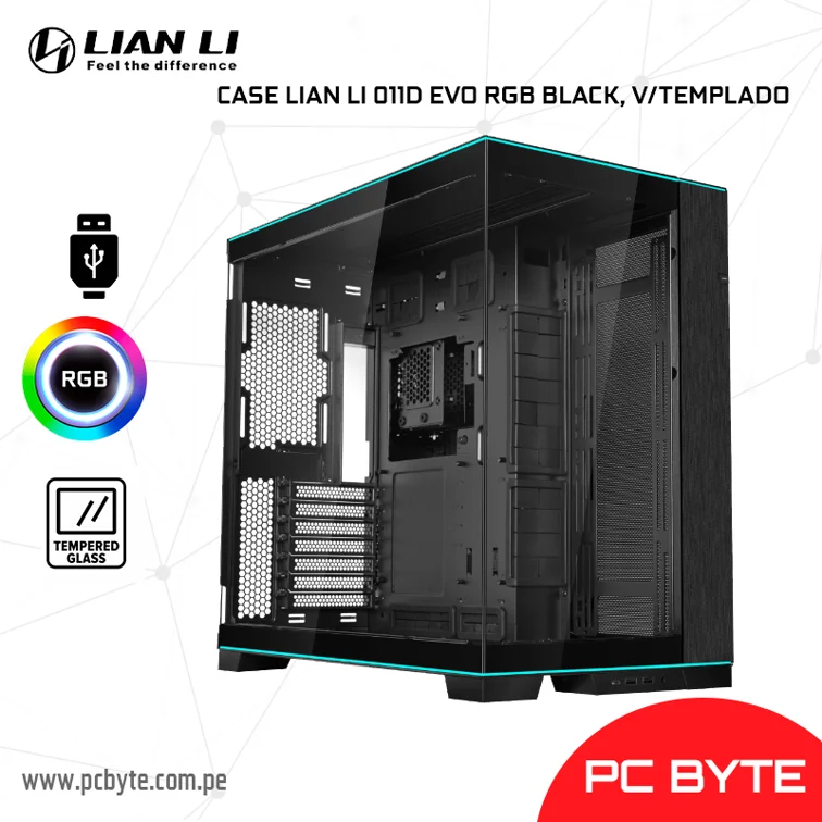 CASE LIAN LI 011D EVO RGB BLACK, V/TEMPLADO