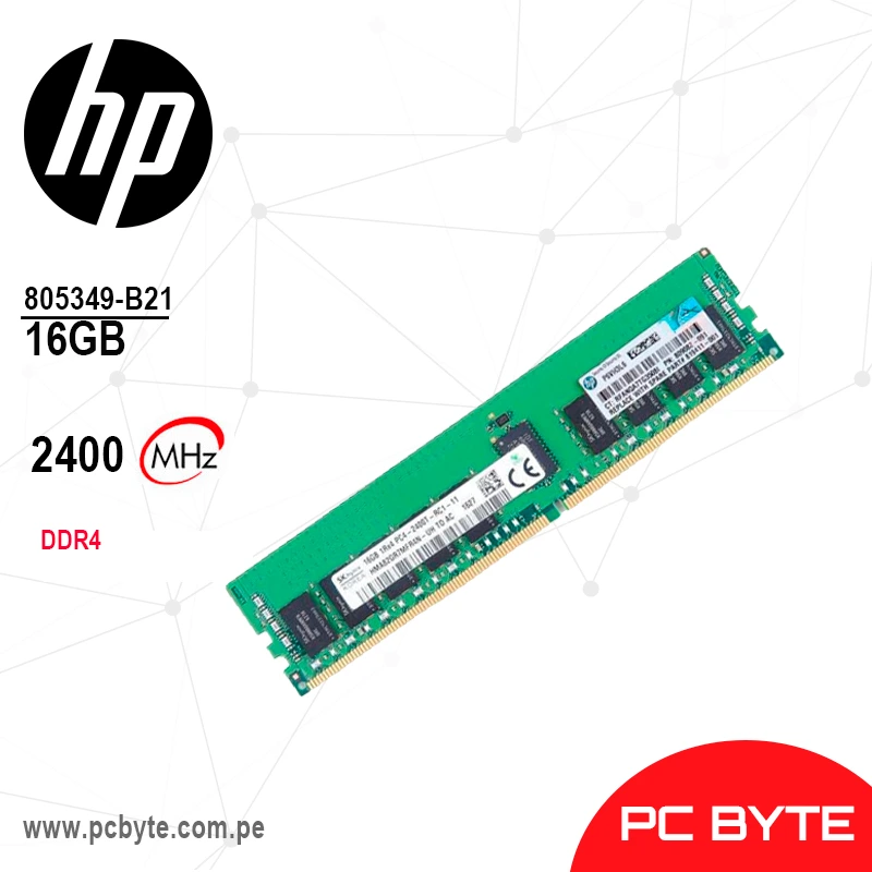 MEMORIA HPE DE SERVIDOR 16GB DDR4 2400HZ PC4-19200 1X16 RDIMM 805349-B21 809082-091 819411-001