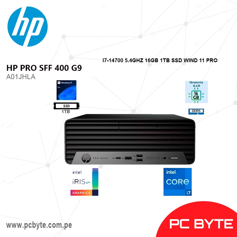 PC HP PRO SFF 400 G9 CORE I7-14700 5.4GHZ 16GB 1TB SSD WIND 11  A01JHLA
