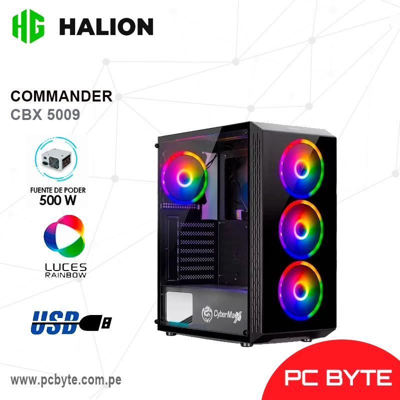 CASE CYBERTEL COMMANDER - CBX 5009 S/FUENTE 4 FANS BLACK C/ FUENTE 500W REAL