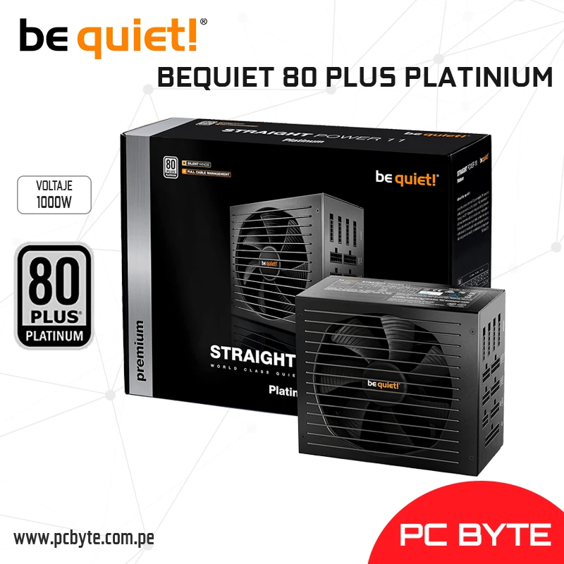 FUENTE BEQUIET STRAIGHT 1000W MODULAR 80 PLUS PLATINIUM 4 PUERTOS PCIE