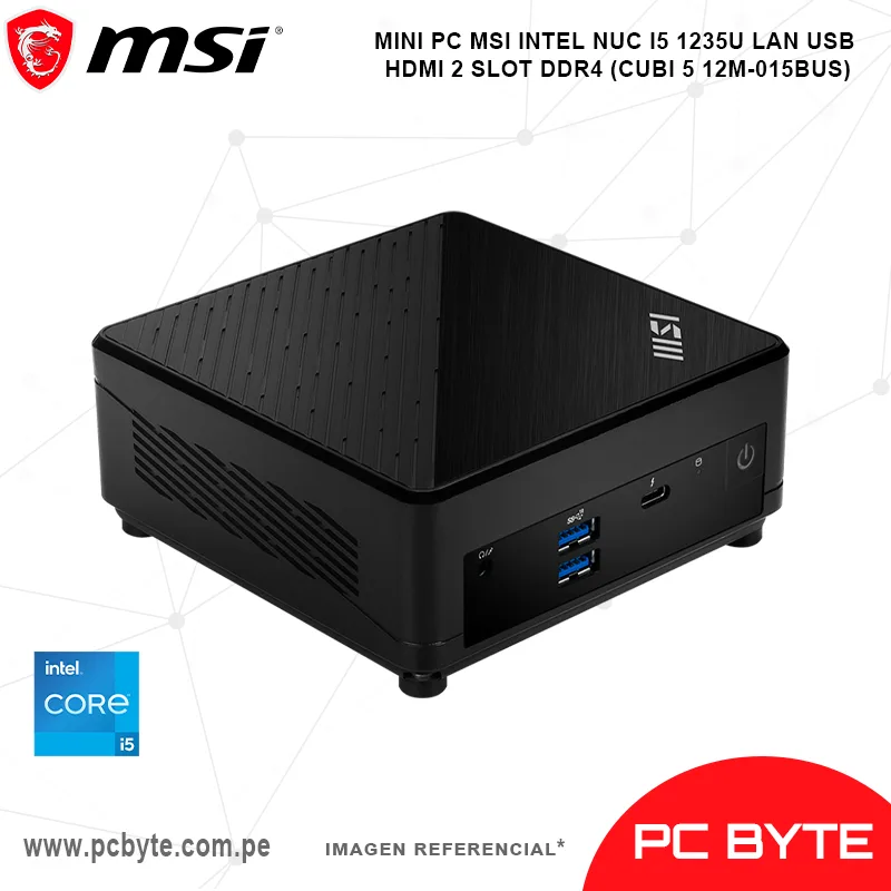 MINI PC MSI INTEL NUC I5 1235U LAN USB HDMI 2 SLOT DDR4 (CUBI 5 12M-015BUS)