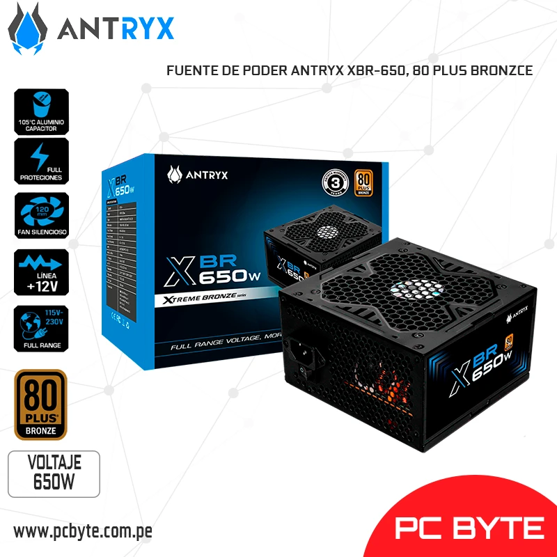 FUENTE DE PODER ANTRYX XBR-650, 80 PLUS BRONZCE