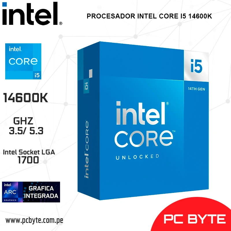 PROCESADOR INTEL CORE I5 14600K 3.50GHZ5.30GHZ 24MB 14 CORE LGA1700 (PNBX8071514600K)