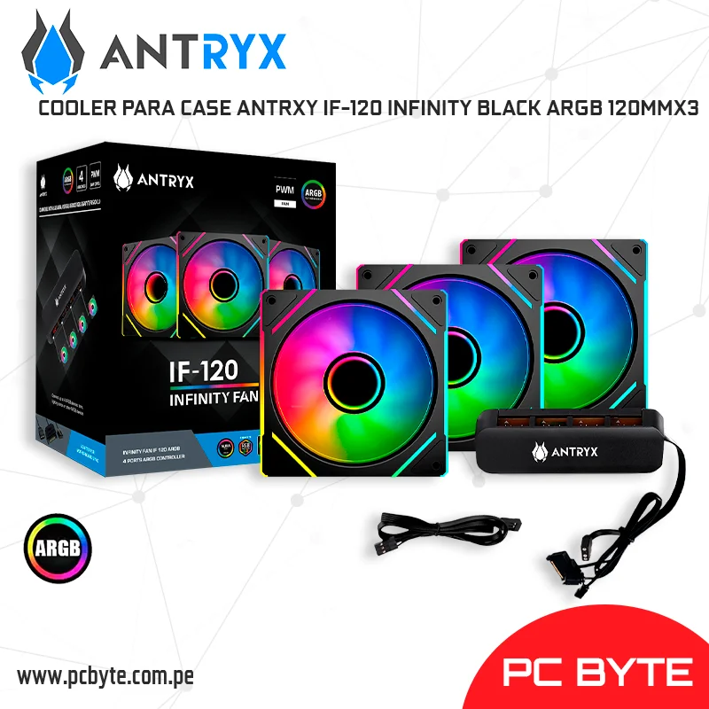 COOLER PARA CASE ANTRXY IF-120 INFINITY BLACK ARGB 120MMX3