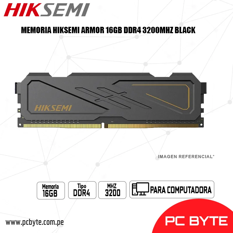MEMORIA HIKSEMI ARMOR 16GB DDR4 3200MHZ BLACK - HSC416U32D2-16G