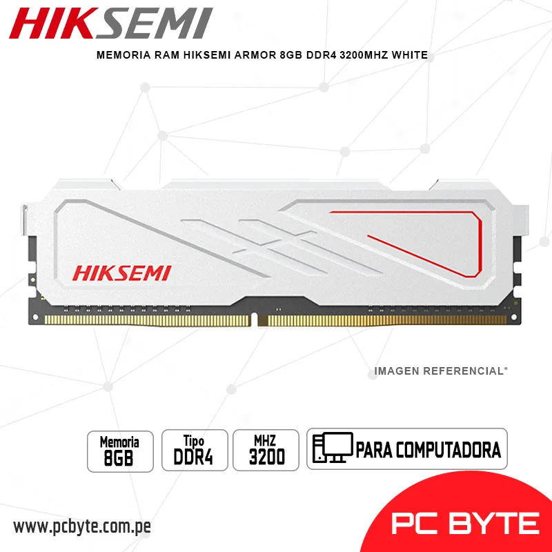 MEMORIA RAM HIKSEMI ARMOR 8GB DDR4 3200MHZ WHITE