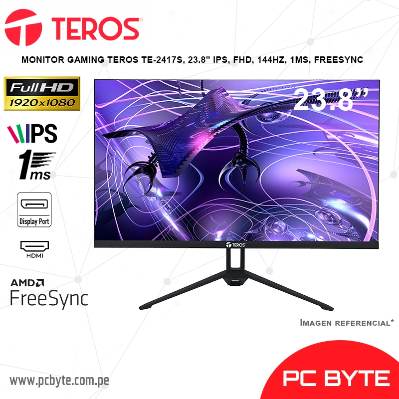 MONITOR GAMING TEROS TE-2417S, 23.8 IPS, FHD, 144HZ, 1MS, FREESYNC