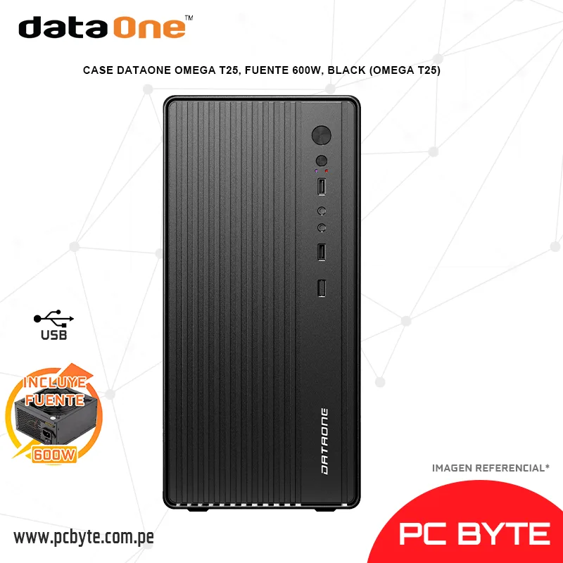 CASE DATAONE OMEGA T25, FUENTE 600W, BLACK (OMEGA T25)