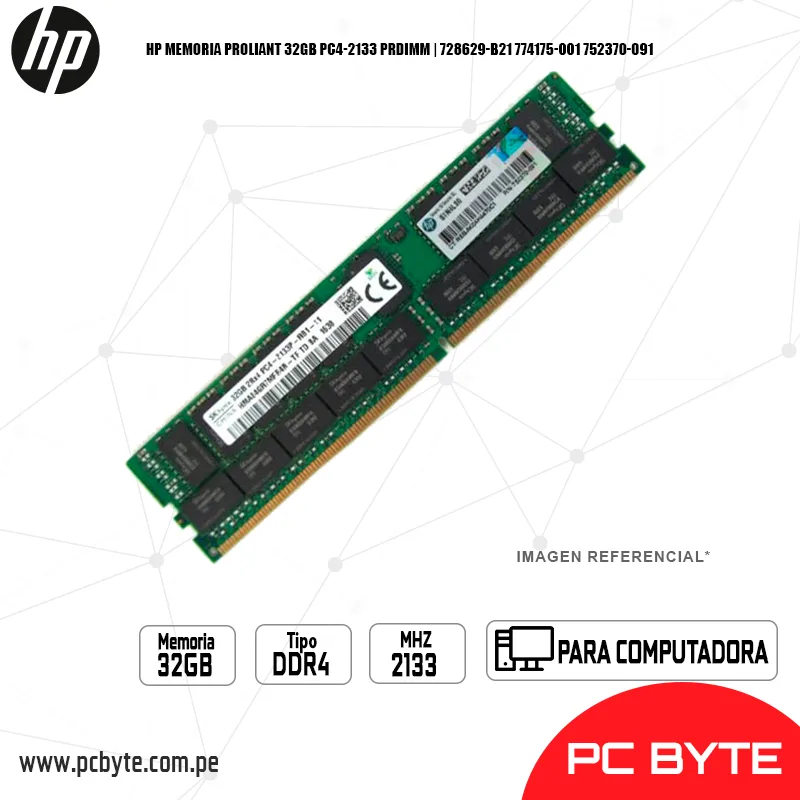 HP MEMORIA PROLIANT 32GB PC4-2133 PRDIMM 728629-B21 774175-001 752370-091