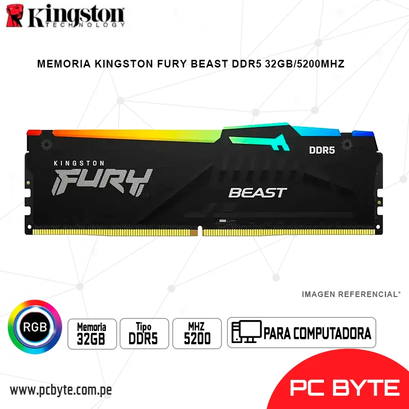 MEMORIA KINGSTON FURY BEAST DDR5 32GB5200MHZ