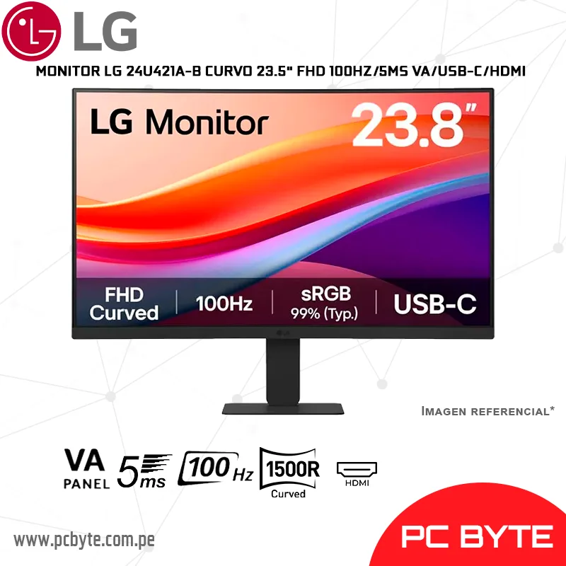 MONITOR LG 24U421A-B CURVO 23.5 FHD 100HZ5MS VAUSB-CHDMI