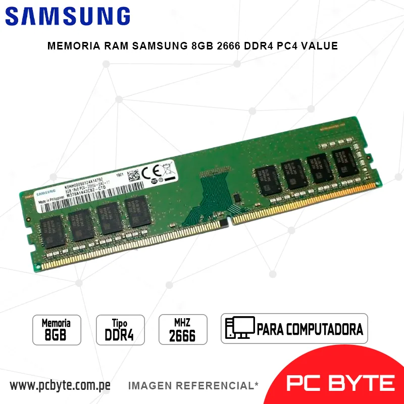 MEMORIA RAM SAMSUNG 8GB 2666 DDR4 PC4 VALUE