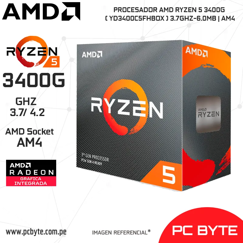 PROCESADOR AMD RYZEN 5 3400G ( YD3400C5FHBOX ) 3.7GHZ-6.0MB AM4