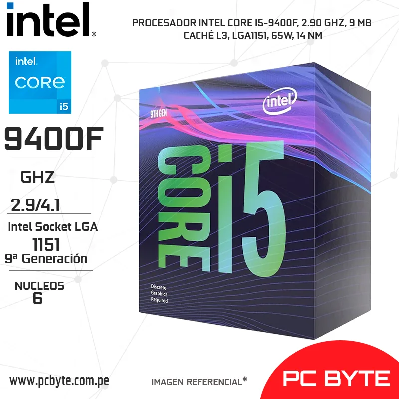 PROCESADOR INTEL CORE I5-9400F, 2.90 GHZ, 9 MB CACHÉ L3, LGA1151, 65W, 14 NM