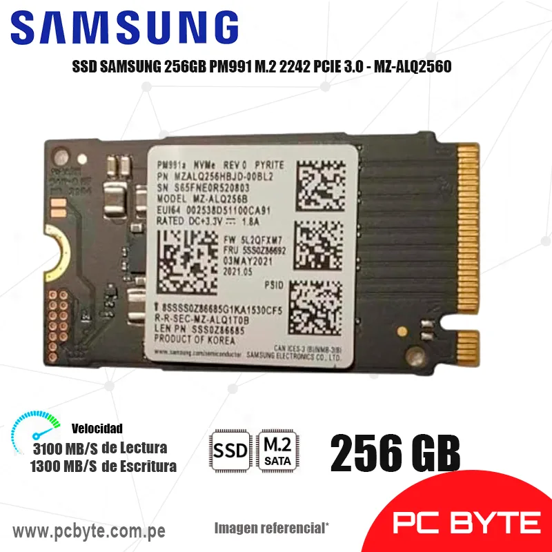 SSD SAMSUNG 256GB PM991 M.2 2242 PCIE 3.0 - MZ-ALQ2560