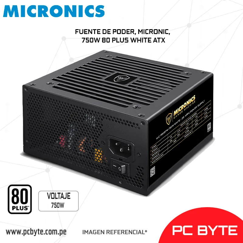 FUENTE DE PODER, MICRONIC, 750W 80 PLUS WHITE ATX