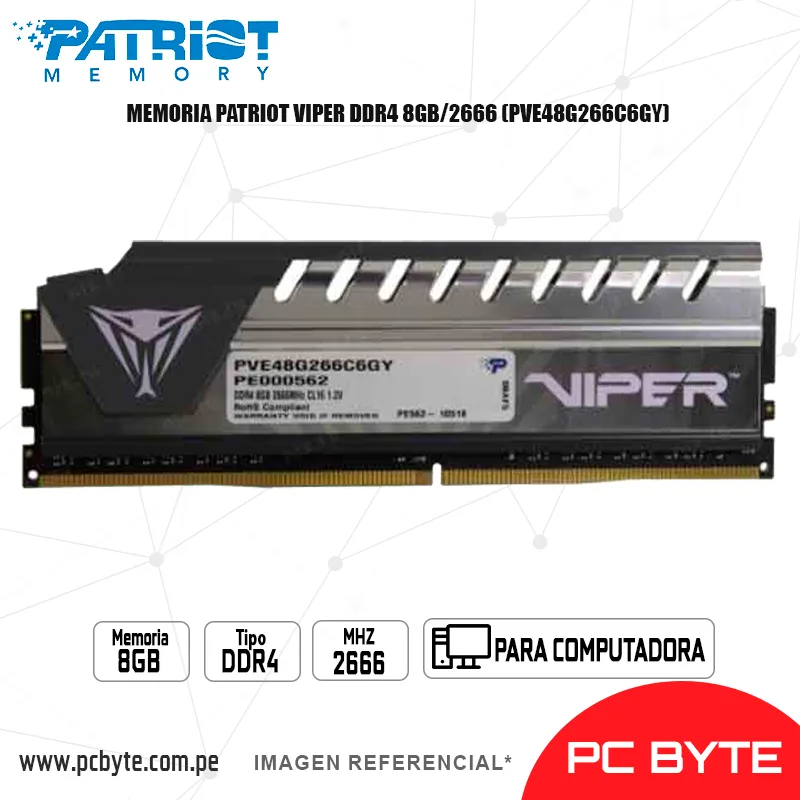 MEMORIA PATRIOT VIPER DDR4 8GB2666 (PVE48G266C6GY)