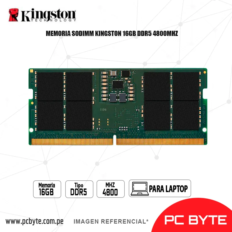 MEMORIA SODIMM KINGSTON 16GB DDR5 4800MHZ