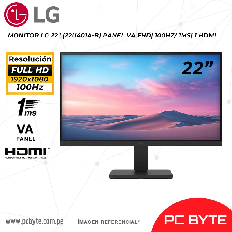 MONITOR LG 22 (22U401A-B) PANEL VA FHD 100HZ 1MS 1 HDMI