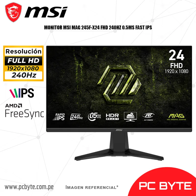 MONITOR MSI MAG 245F-X24 FHD 240HZ 0.5MS FAST IPS