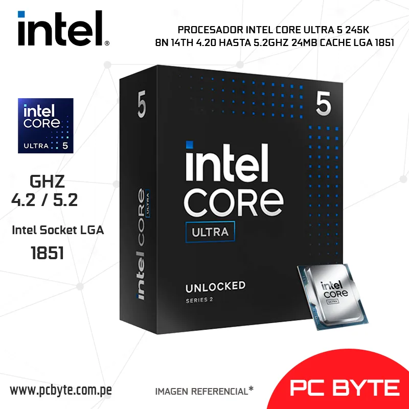 PROCESADOR INTEL CORE ULTRA 5 245K 8N 14TH 4.20 HASTA 5.2GHZ 24MB CACHE LGA 1851