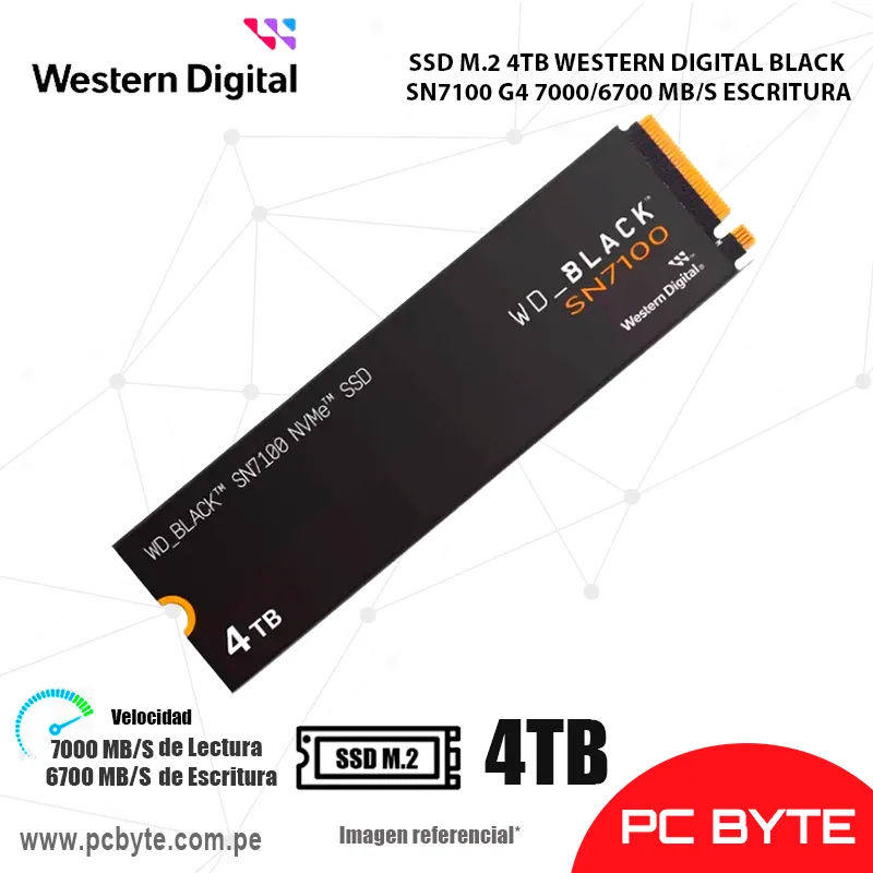 SSD M.2 4TB WESTERN DIGITAL BLACK SN7100 G4 70006700 MBS ESCRITURA