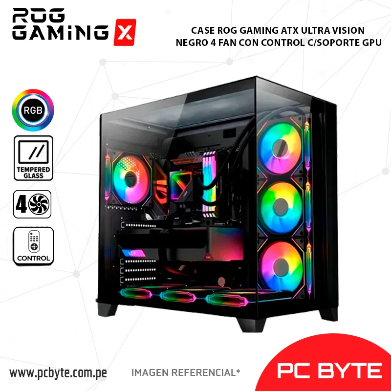 CASE ROG GAMING ATX ULTRA VISION NEGRO 4 FAN CON CONTROL CSOPORTE GPU