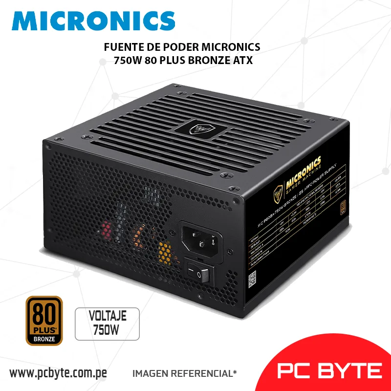 FUENTE DE PODER MICRONICS 750W 80 PLUS BRONZE ATX