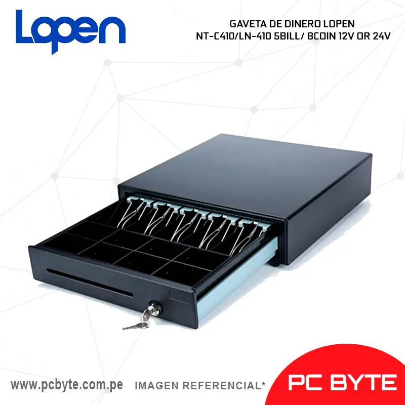 GAVETA DE DINERO LOPEN NT-C410LN-410 5BILL 8COIN 12V OR 24V