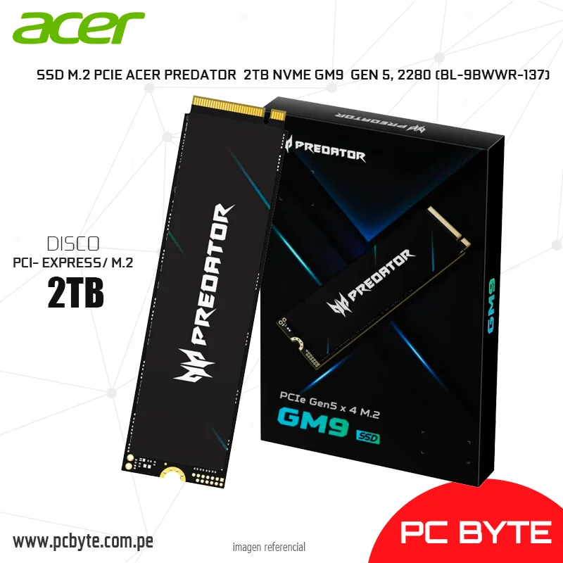 SSD M.2 PCIE ACER PREDATOR 2TB NVME GM9 GEN 5, 2280 (BL-9BWWR-137)